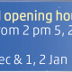 opening hours December and January