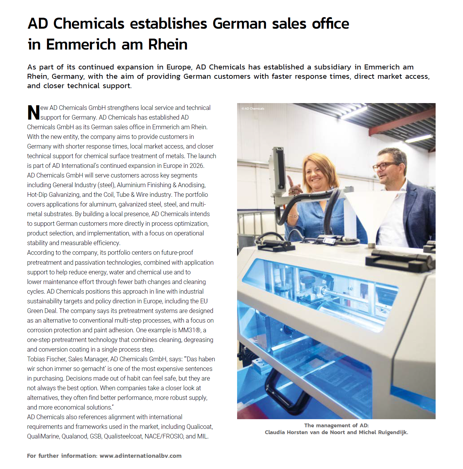 AD Chemicals sales office Germany