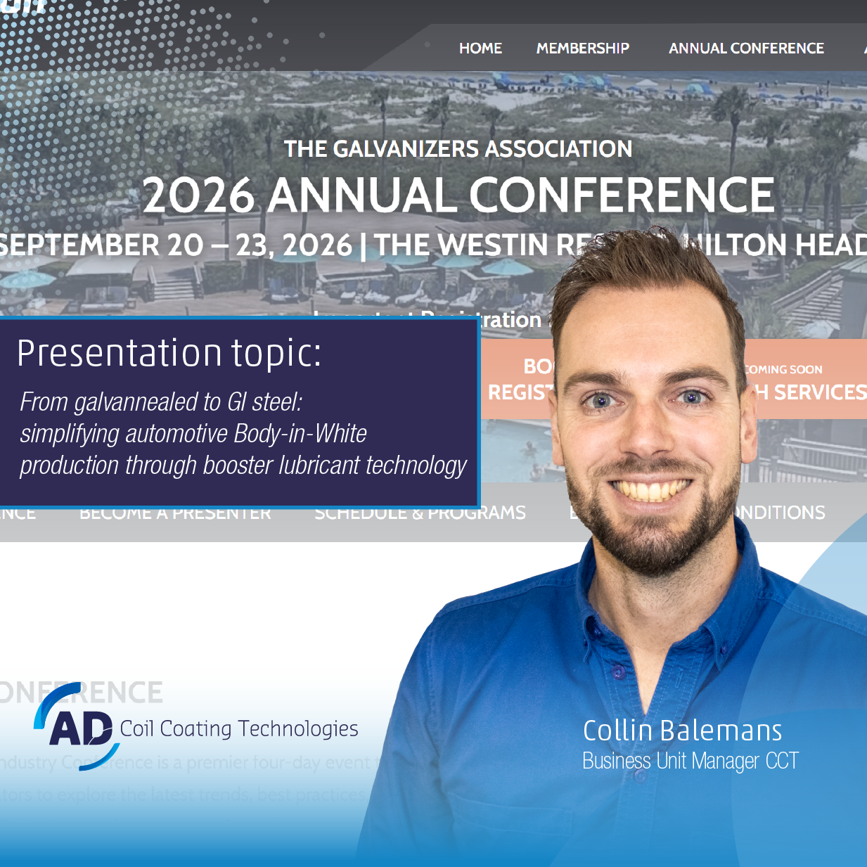 Collin Balemans to speak at the Galvanizers Association Annual Conference